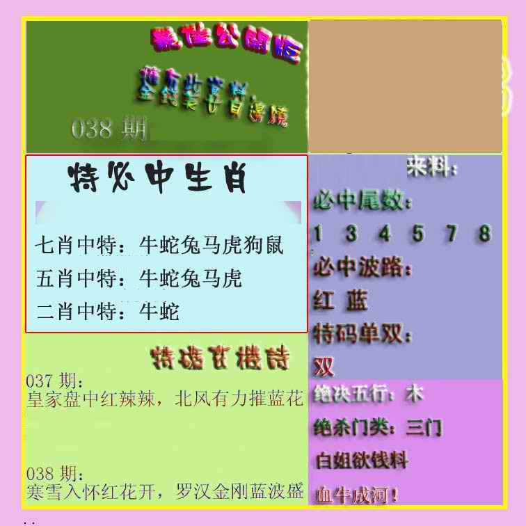 038期波肖门尾最佳公开版[图]